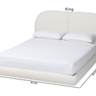 Baxton Studio Cachet Floating Platform Bed with Rounded Headboard - Low Profile Minimalist Boucle Upholstered Bed Frame, Cream, Queen