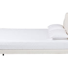 Baxton Studio Barrera Floating Platform Bed with Scalloped Headboard - Low Profile Minimalist Boucle Upholstered Bed Frame, Cream, Queen