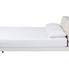 Baxton Studio Alfie Boucle Floating Bed with Channel Tufted Headboard - Low Profile Minimalist Platform Bed Frame, Cream, Queen