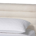 Baxton Studio Alfie Boucle Floating Bed with Channel Tufted Headboard - Low Profile Minimalist Platform Bed Frame, Cream, King