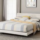 Baxton Studio Alfie Boucle Floating Bed with Channel Tufted Headboard - Low Profile Minimalist Platform Bed Frame, Cream, Queen