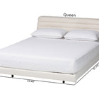 Baxton Studio Alfie Boucle Floating Bed with Channel Tufted Headboard - Low Profile Minimalist Platform Bed Frame, Cream, Queen