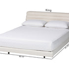 Baxton Studio Alfie Boucle Floating Bed with Channel Tufted Headboard - Low Profile Minimalist Platform Bed Frame, Cream, King