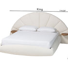 Baxton Studio Cherise Modern Cream Boucle Fabric King Floating Bed with Built-In Shelves