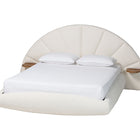 Baxton Studio Cherise Modern Cream Boucle Fabric King Floating Bed with Built-In Shelves