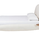 Baxton Studio Cherise Modern Cream Boucle Fabric King Floating Bed with Built-In Shelves
