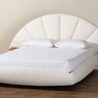 Baxton Studio Cherise Modern Cream Boucle Fabric King Floating Bed with Built-In Shelves