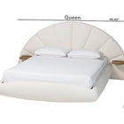 Baxton Studio Cherise Modern Cream Boucle Fabric King Floating Bed with Built-In Shelves