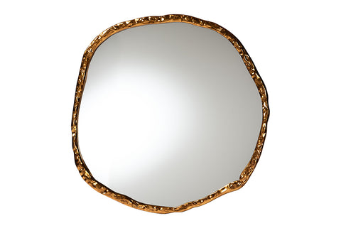 Baxton Studio Urania Wall Mirror - Irregular Shape Accent Mirror with Antique Goldleaf Frame, Modern Glam Accent for Living Room, Entryway, or Bedroom Decor