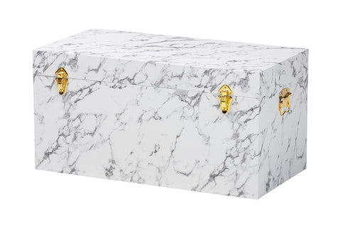 Baxton Studio Brenta Storage Trunk with Lift-Top Lid - Decorative Organizer Chest with Faux Marble Effect, Contemporary Storage Solution