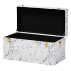 Baxton Studio Brenta Storage Trunk with Lift-Top Lid - Decorative Organizer Chest with Faux Marble Effect, Contemporary Storage Solution