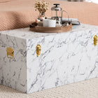 Baxton Studio Brenta Storage Trunk with Lift-Top Lid - Decorative Organizer Chest with Faux Marble Effect, Contemporary Storage Solution