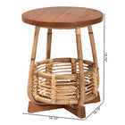 bali & pari Derenik Natural Rattan and Mahogany Wood End Table - Boho Accent Side Table with Woven Basket Base, Coastal Style Nightstand or Living Room Table