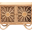 bali & pari Acelin Natural Rattan Storage Cabinet - Handcrafted Boho Accent Console with Floral Woven Doors, Natural Wicker Sideboard for Living Room or Entryway