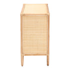 bali & pari Acelin Natural Rattan Storage Cabinet - Handcrafted Boho Accent Console with Floral Woven Doors, Natural Wicker Sideboard for Living Room or Entryway