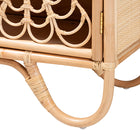 bali & pari Acelin Natural Rattan Storage Cabinet - Handcrafted Boho Accent Console with Floral Woven Doors, Natural Wicker Sideboard for Living Room or Entryway
