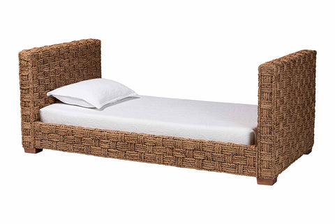 bali & pari Rhinos Handwoven Seagrass Daybed - Twin Size Coastal Boho Bed Frame with Basketweave Design
