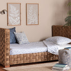 bali & pari Rhinos Handwoven Seagrass Daybed - Twin Size Coastal Boho Bed Frame with Basketweave Design