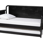 Baxton Studio Lucera Bobbin Daybed with Rolling Trundle - Wooden Bed Frame with Turned Spindle Detailing, Classic Style Sofa Bed for Bedroom or Guest Room, Twin, Black