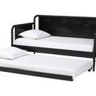 Baxton Studio Lucera Bobbin Daybed with Rolling Trundle - Wooden Bed Frame with Turned Spindle Detailing, Classic Style Sofa Bed for Bedroom or Guest Room, Twin, Black