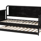 Baxton Studio Lucera Bobbin Daybed with Rolling Trundle - Wooden Bed Frame with Turned Spindle Detailing, Classic Style Sofa Bed for Bedroom or Guest Room, Twin, Black