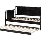 Baxton Studio Lucera Bobbin Daybed with Rolling Trundle - Wooden Bed Frame with Turned Spindle Detailing, Classic Style Sofa Bed for Bedroom or Guest Room, Twin, Black