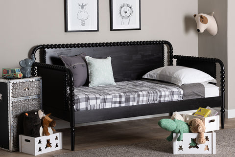 Baxton Studio Lucera Bobbin Daybed - Wooden Spindle Bed Frame, Classic Style Sofa Bed for Bedroom or Guest Room, Twin, Black