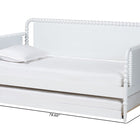 Baxton Studio Lucera Bobbin Daybed with Rolling Trundle - Wooden Bed Frame with Turned Spindle Detailing, Classic Style Sofa Bed for Bedroom or Guest Room, Twin, White