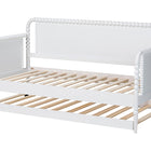 Baxton Studio Lucera Bobbin Daybed with Rolling Trundle - Wooden Bed Frame with Turned Spindle Detailing, Classic Style Sofa Bed for Bedroom or Guest Room, Twin, White