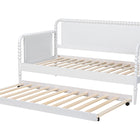 Baxton Studio Lucera Bobbin Daybed with Rolling Trundle - Wooden Bed Frame with Turned Spindle Detailing, Classic Style Sofa Bed for Bedroom or Guest Room, Twin, White