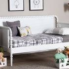Baxton Studio Lucera Bobbin Daybed - Wooden Bed Frame with Turned Spindle Detailing, Classic Style Sofa Bed for Bedroom or Guest Room, Twin, White