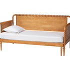 Baxton Studio Lucera Bobbin Twin-To-King Expandable Daybed - Wood Bed Frame with Turned Spindle Detailing, Classic Style Sofa Bed for Bedroom or Guest Room, Oak Brown