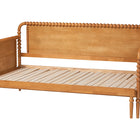 Baxton Studio Lucera Bobbin Twin-To-King Expandable Daybed - Wood Bed Frame with Turned Spindle Detailing, Classic Style Sofa Bed for Bedroom or Guest Room, Oak Brown