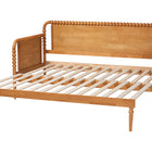 Baxton Studio Lucera Bobbin Twin-To-King Expandable Daybed - Wood Bed Frame with Turned Spindle Detailing, Classic Style Sofa Bed for Bedroom or Guest Room, Oak Brown