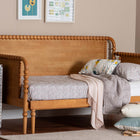 Baxton Studio Lucera Bobbin Twin-To-King Expandable Daybed - Wood Bed Frame with Turned Spindle Detailing, Classic Style Sofa Bed for Bedroom or Guest Room, Oak Brown