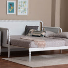 Baxton Studio Lucera Bobbin Twin-To-King Expandable Daybed - Wood Bed Frame with Turned Spindle Detailing, Classic Style Sofa Bed for Bedroom or Guest Room, White