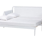 Baxton Studio Lucera Bobbin Twin-To-King Expandable Daybed - Wood Bed Frame with Turned Spindle Detailing, Classic Style Sofa Bed for Bedroom or Guest Room, White