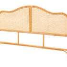 bali & pari Adelita Natural Rattan Arched Headboard - Handwoven Cane Panel with Rattan Frame, Coastal Boho Style Bedroom Decor, Queen