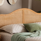 bali & pari Adelita Natural Rattan Arched Headboard - Handwoven Cane Panel with Rattan Frame, Coastal Boho Style Bedroom Decor, Queen