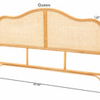 bali & pari Adelita Natural Rattan Arched Headboard - Handwoven Cane Panel with Rattan Frame, Coastal Boho Style Bedroom Decor, Queen