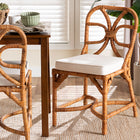bali & pari Alondra Natural Rattan Dining Chair - Handwoven Wicker Side Chair with Removable Cushion, Coastal Boho Kitchen or Dining Room Seating