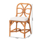 bali & pari Alondra Natural Rattan Dining Chair - Handwoven Wicker Side Chair with Removable Cushion, Coastal Boho Kitchen or Dining Room Seating