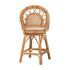 bali & pari Adam Natural Rattan Counter Stool with Cushion - Handwoven Wicker Swivel Bar Chair for Kitchen Island or Lounge Area
