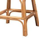 bali & pari Adam Natural Rattan Counter Stool with Cushion - Handwoven Wicker Swivel Bar Chair for Kitchen Island or Lounge Area