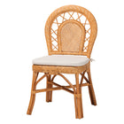 bali & pari Adam Natural Rattan Dining Chair with Curved Backrest and Removable Cushion - Handwoven Wicker Accent Chair for Dining Room or Kitchen