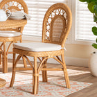 bali & pari Adam Natural Rattan Dining Chair with Curved Backrest and Removable Cushion - Handwoven Wicker Accent Chair for Dining Room or Kitchen