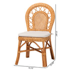 bali & pari Adam Natural Rattan Dining Chair with Curved Backrest and Removable Cushion - Handwoven Wicker Accent Chair for Dining Room or Kitchen