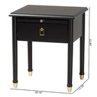Baxton Studio Tamra Black Wood Nightstand with Pullout Shelf - Modern Transitional Bedside Table with Metallic Accents