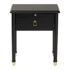 Baxton Studio Tamra Black Wood Nightstand with Pullout Shelf - Modern Transitional Bedside Table with Metallic Accents
