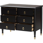 Baxton Studio Tamra Black Wood Chest with Drawers - Bedroom Storage Unit with Metallic Accents, 6-Drawer Modern Transitional Bedroom Storage Solution